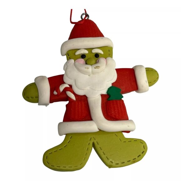 Santa Claus Gingerbread Clay Ornament Hanging Christmas Tree Holiday Décor - Picture 3 of 3